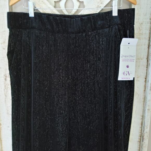 Gloria Vanderbilt Women's 14 Shape Effect Wide Leg Pant Black Metallic Glitter - Picture 4 of 9